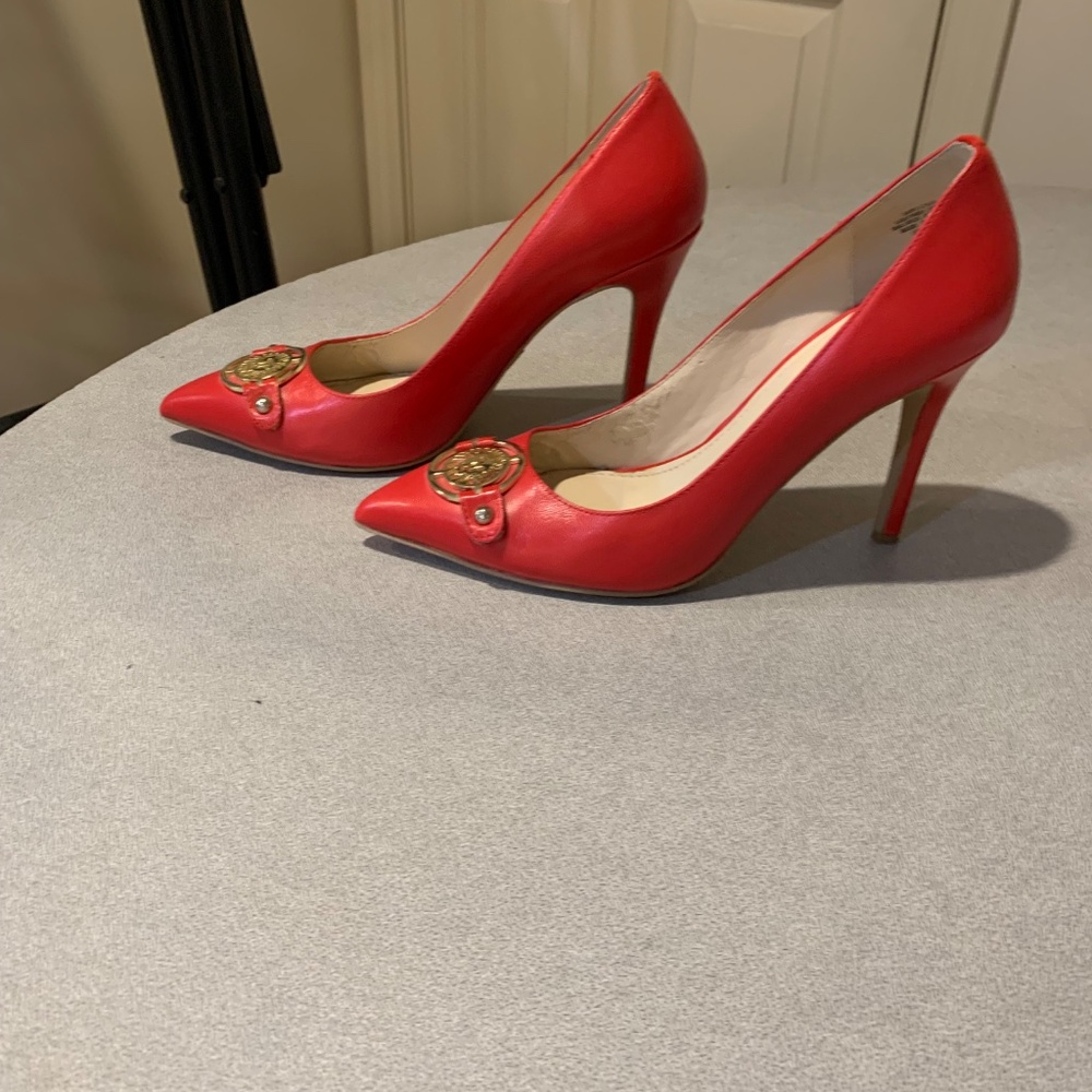 Anne Klein Red  Leather Embellished Pumps sz 8.5 M - Picture 4 of 7